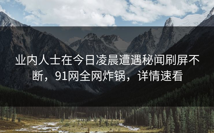 业内人士在今日凌晨遭遇秘闻刷屏不断，91网全网炸锅，详情速看