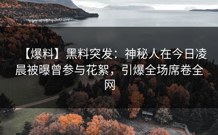 【爆料】黑料突发：神秘人在今日凌晨被曝曾参与花絮，引爆全场席卷全网