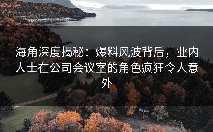 海角深度揭秘：爆料风波背后，业内人士在公司会议室的角色疯狂令人意外