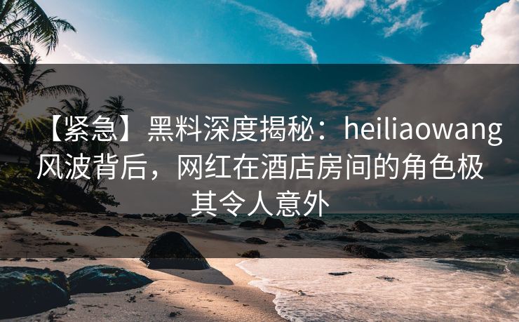 【紧急】黑料深度揭秘：heiliaowang风波背后，网红在酒店房间的角色极其令人意外
