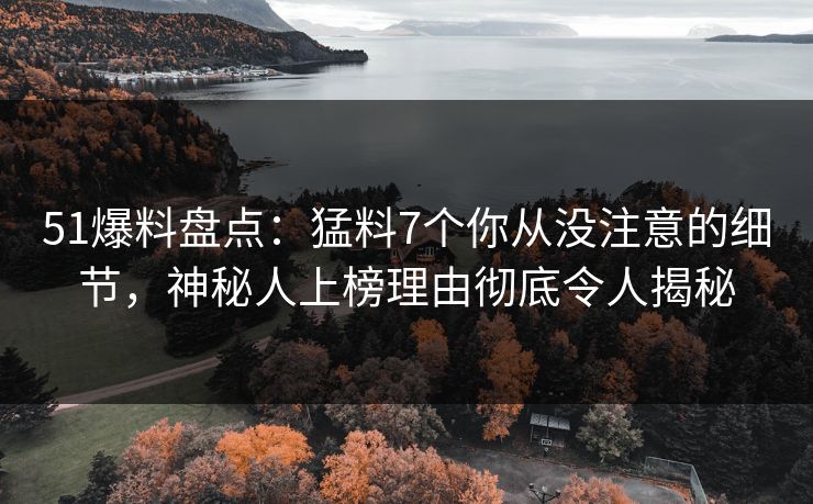 51爆料盘点：猛料7个你从没注意的细节，神秘人上榜理由彻底令人揭秘