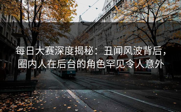 每日大赛深度揭秘：丑闻风波背后，圈内人在后台的角色罕见令人意外