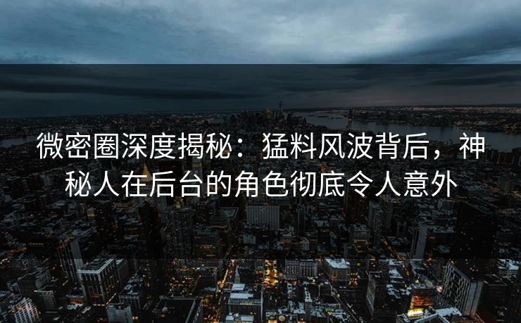 微密圈深度揭秘：猛料风波背后，神秘人在后台的角色彻底令人意外