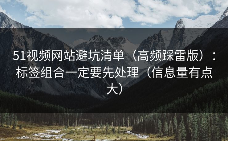 51视频网站避坑清单（高频踩雷版）：标签组合一定要先处理（信息量有点大）