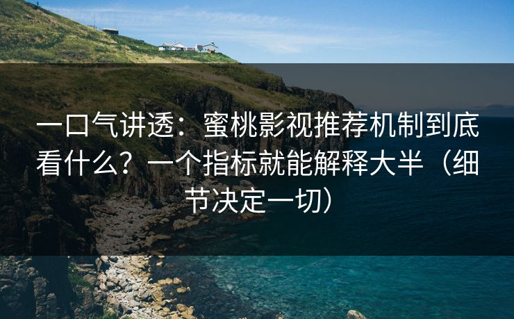一口气讲透：蜜桃影视推荐机制到底看什么？一个指标就能解释大半（细节决定一切）